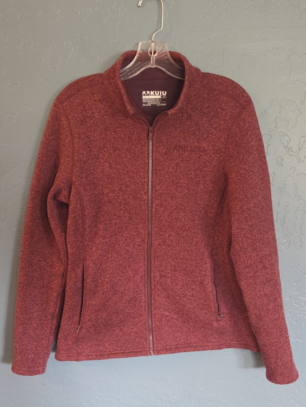 KUIU Base Camp Heathered Light Maroon Full-Zip Jacket
